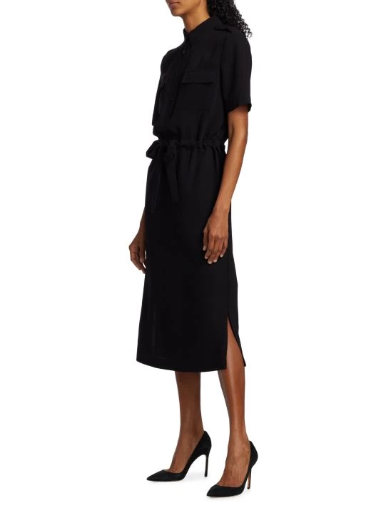 St. John Drawstring Satin-Backed Crepe Shirtdress - Image 4
