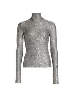 St. John Sequin-Embellished Turtleneck