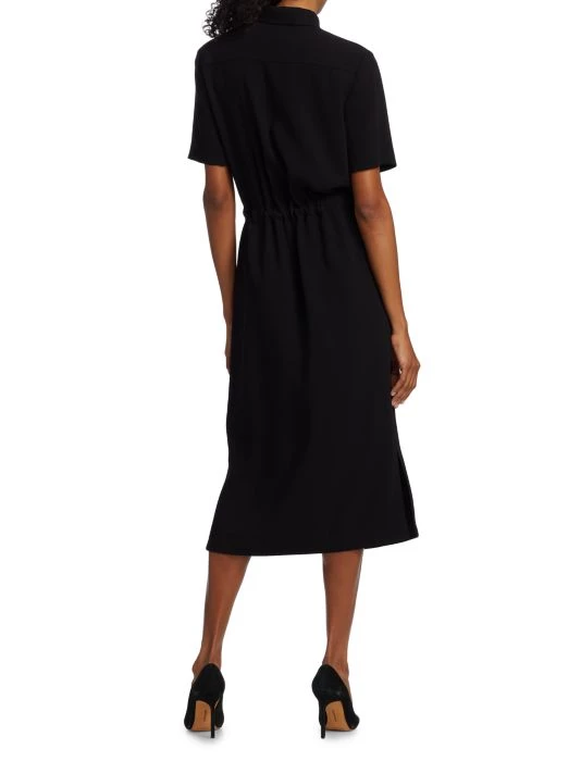 St. John Drawstring Satin-Backed Crepe Shirtdress - Image 5