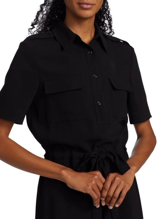 St. John Drawstring Satin-Backed Crepe Shirtdress - Image 6