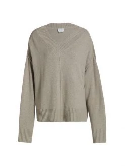 St. John Cashmere Knit V-Neck Sweater Grey