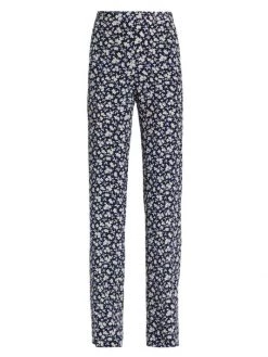 St. John Wildflower Print Silk Trousers