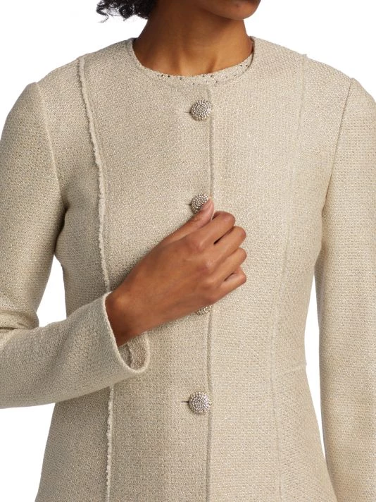 St. John Tailored Metallic Tweed Jacket - Image 6