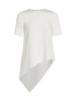 St. John Stretch-Silk Asymmetric T-Shirt Light Lavender