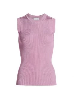 St. John Sleeveless Rib Knit Pullover Top