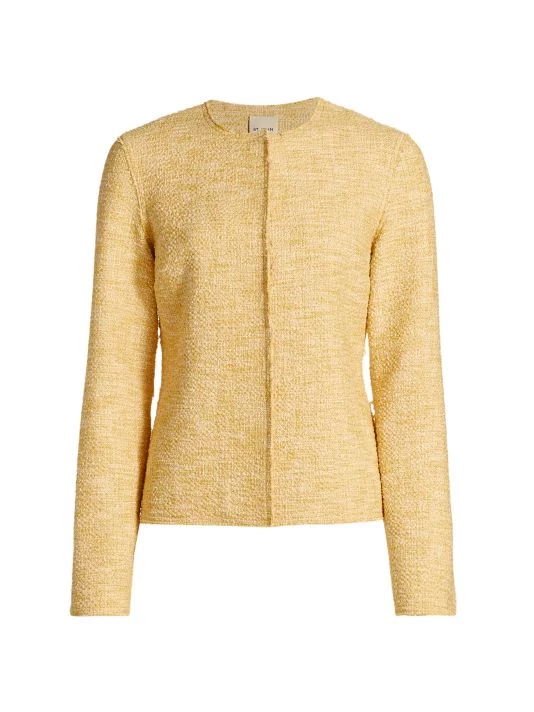 St. John Speckled Tweed Knit Jacket Yellow Multi - Image 3