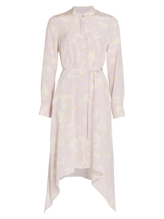 St. John Asymmetric Belted Floral Shirtdress