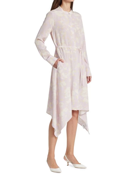St. John Asymmetric Belted Floral Shirtdress - Image 4