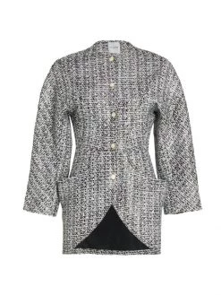 St. John Asymmetric Laminated Tweed Jacket