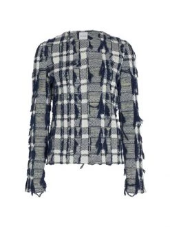 St. John Cropped Tweed & Fringe Jacket