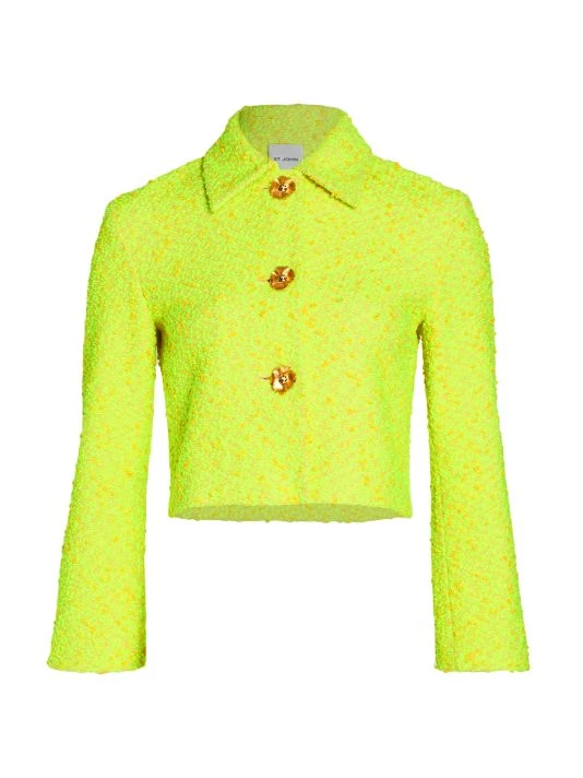 St. John Cropped Slub Sparkle Knit Jacket