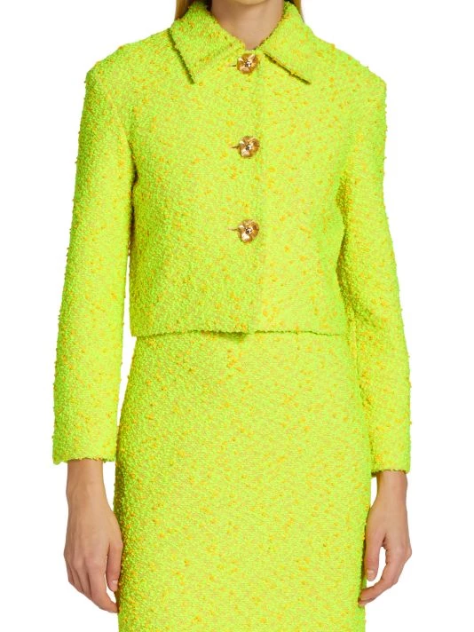 St. John Cropped Slub Sparkle Knit Jacket - Image 3