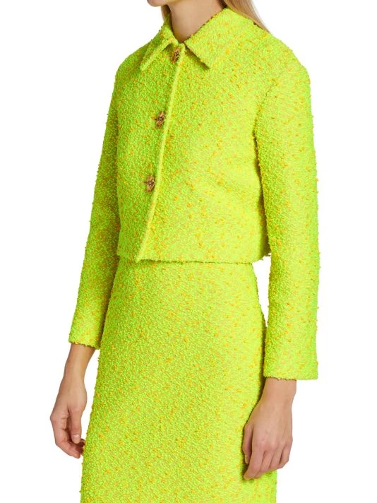 St. John Cropped Slub Sparkle Knit Jacket - Image 4