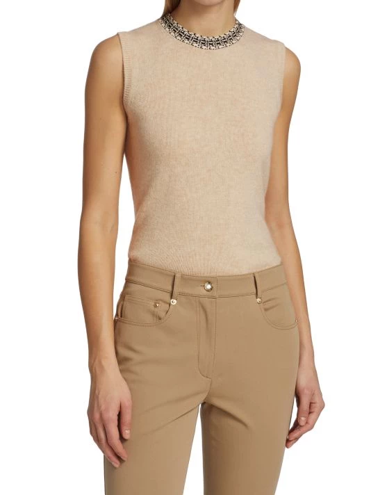 St. John Sleeveless Tweed Sweater - Image 3