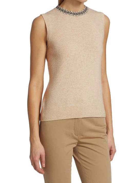 St. John Sleeveless Tweed Sweater - Image 4