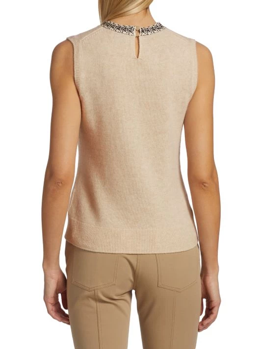 St. John Sleeveless Tweed Sweater - Image 5