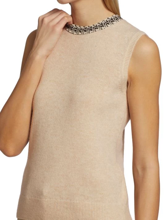 St. John Sleeveless Tweed Sweater - Image 6