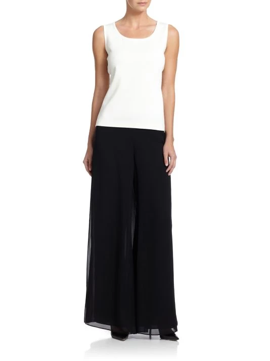 St. John Silk Georgette Wide-Leg Pants - Image 2