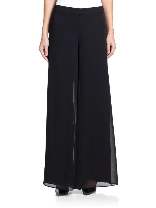 St. John Silk Georgette Wide-Leg Pants - Image 3
