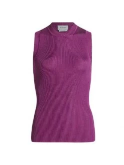 St. John Sleeveless Ribbed-Knit Top