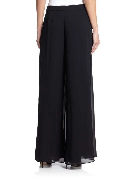 St. John Silk Georgette Wide-Leg Pants - Image 5