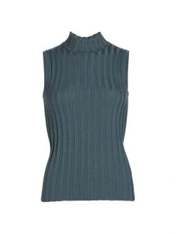 St. John Vanise Rib-Knit Sleeveless Top