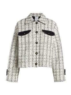 St. John Boxy Plaid Tweed Knit Jacket