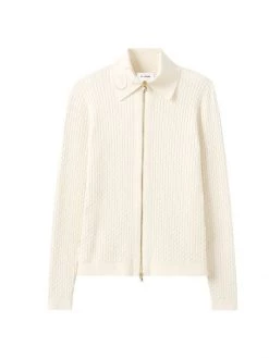 St. John Cable-Knit Zip-Front Cardigan Black