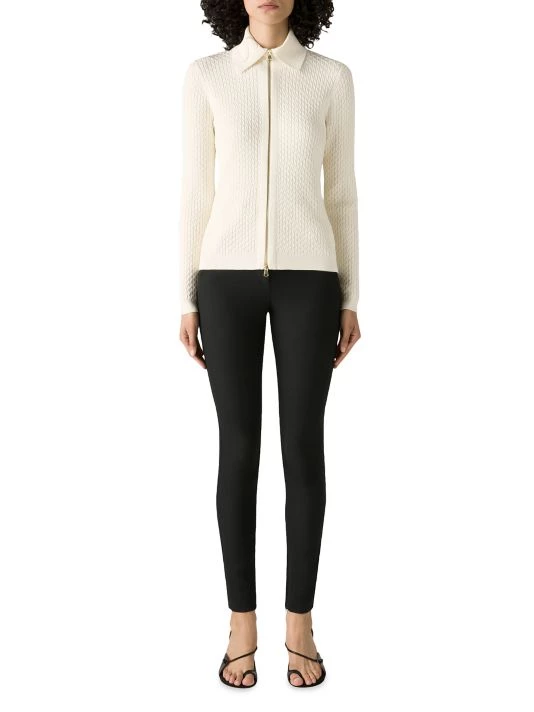 St. John Cable-Knit Zip-Front Cardigan Black - Image 2