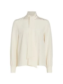 St. John Silk Tie-Neck Blouse