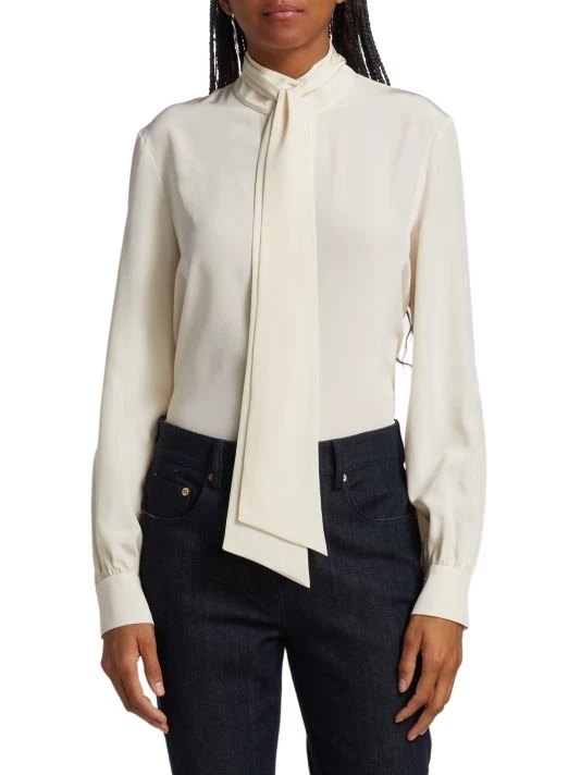 St. John Silk Tie-Neck Blouse - Image 3