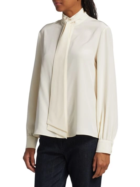 St. John Silk Tie-Neck Blouse - Image 4