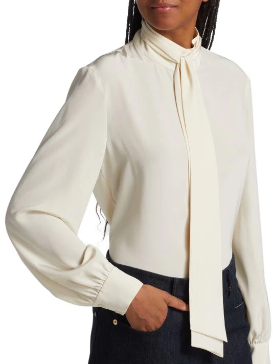 St. John Silk Tie-Neck Blouse - Image 6