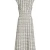 St. John Plaid Tweed Knit Midi-Dress