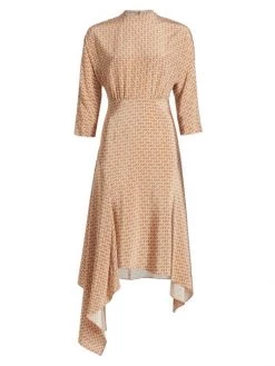 St. John Asymmetric Monogram Handkerchief Dress