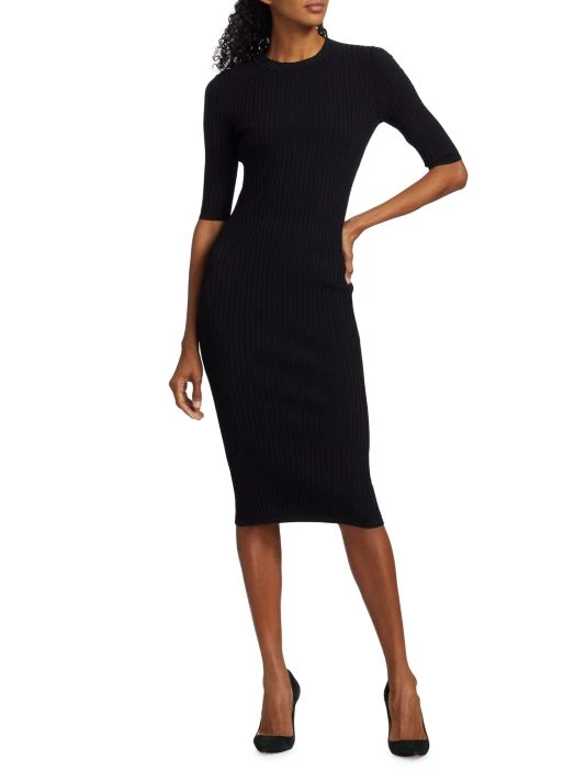 St. John Rib-Knit Knee-Length Dress - Image 2