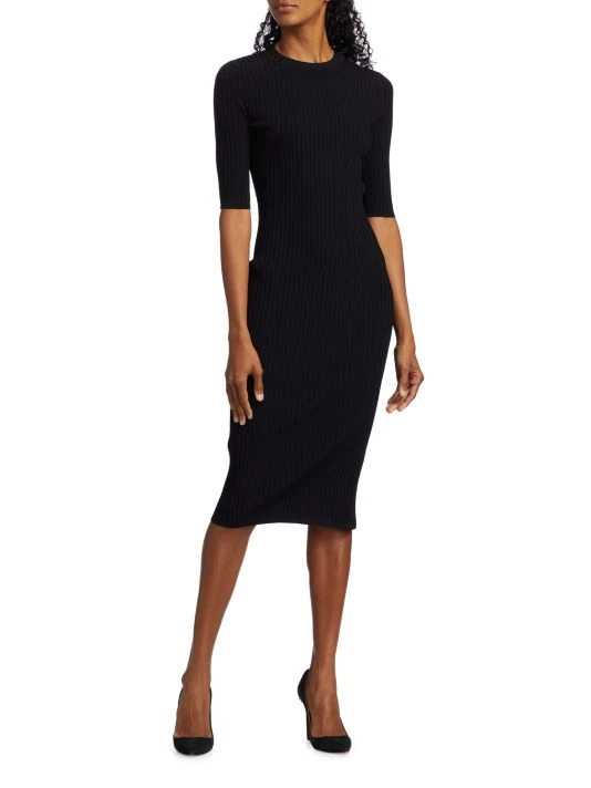 St. John Rib-Knit Knee-Length Dress - Image 3