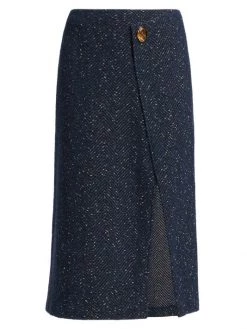 St. John Donegal Tweed Knit Midi Skirt