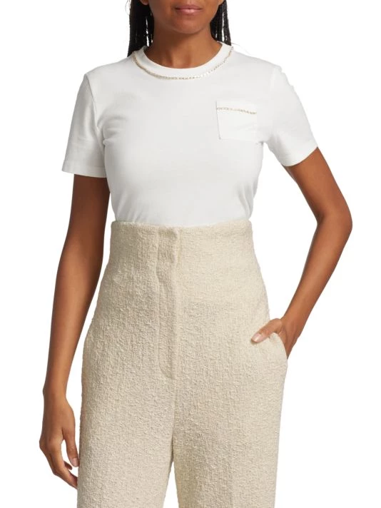 St. John Beaded Silk-Blend T-Shirt - Image 3