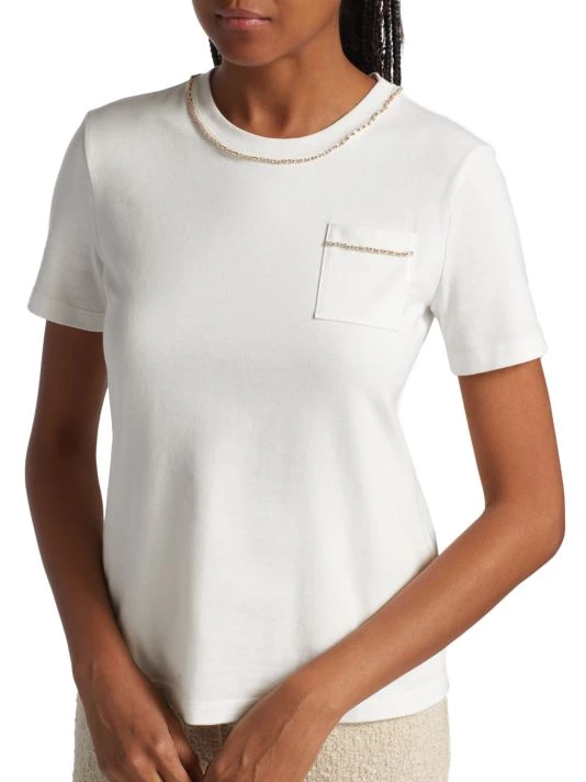 St. John Beaded Silk-Blend T-Shirt - Image 6