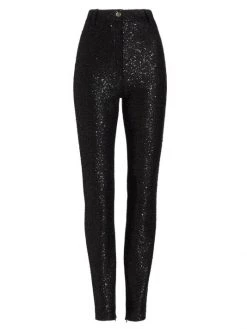 St. John Sequin-Embellished Knit Skinny Pant