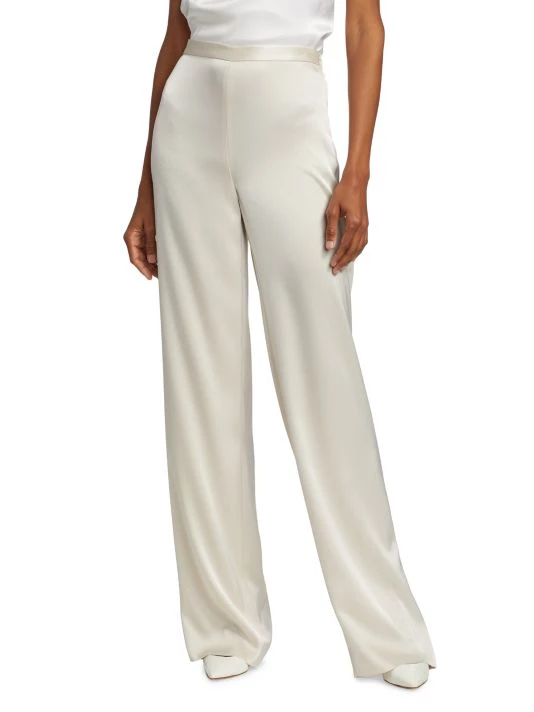 St. John High-Rise Satin Wide-Leg Pants - Image 3