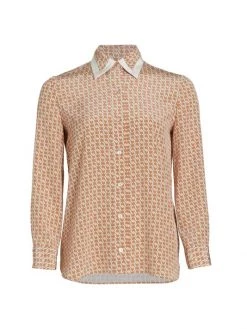 St. John Icon Stripe Print Silk Shirt