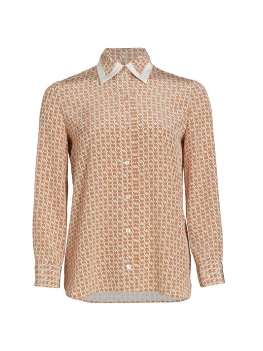 St. John Icon Stripe Print Silk Shirt