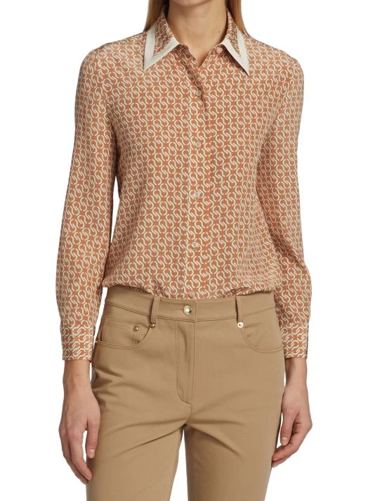 St. John Icon Stripe Print Silk Shirt - Image 3