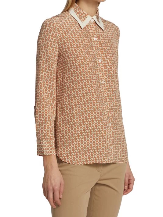 St. John Icon Stripe Print Silk Shirt - Image 4