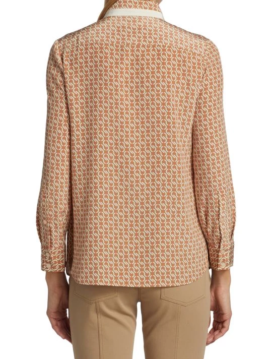 St. John Icon Stripe Print Silk Shirt - Image 5