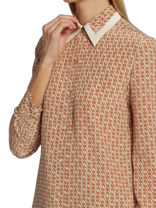 St. John Icon Stripe Print Silk Shirt - Image 6