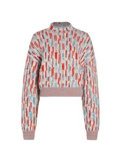 St. John Jacquard-Knit Mockneck Sweater