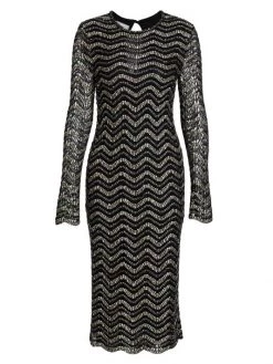 St. John Metallic Lace Midi Dress